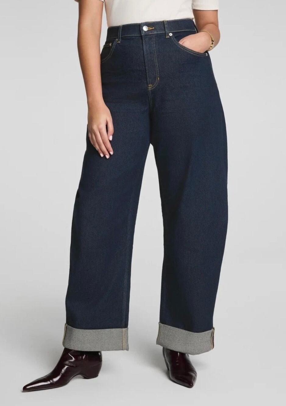 Spanx Cuffed Horseshoe Jeans in Marina Blue 3X High Rise Casual Wardrobe Basics